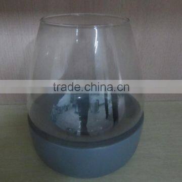 Fake Stone Candle Holder With Cylinder Glass photo-3