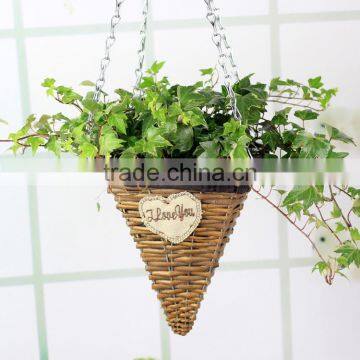 garden small flower vase hand woven wicker hanging basket for sale