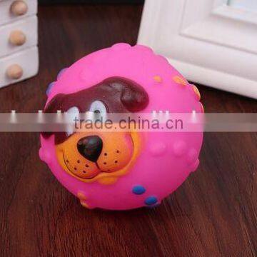 CY190 Various Colours Lovely Face Molar Dog Ball With Squeaker Sound Puppy Pet Dogs Chew Toy photo-4