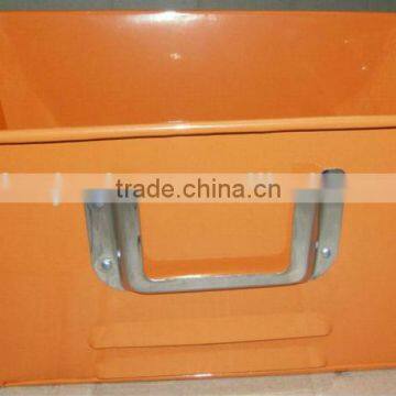 Orange Vintage 1940s METAL DESK PAPER File Tray Office Organizer INDUSTRIAL ENGINEERING