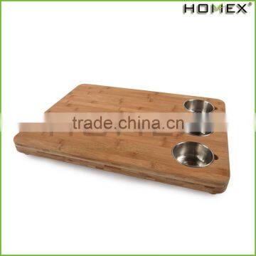 Bamboo cutting board kitchen cutting board w 3 bowls Homex_BSCI Factory