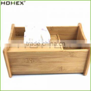 Bamboo Napkin Holder and Tissue Holder Box with Storage/Homex_FSC/BSCI Factory