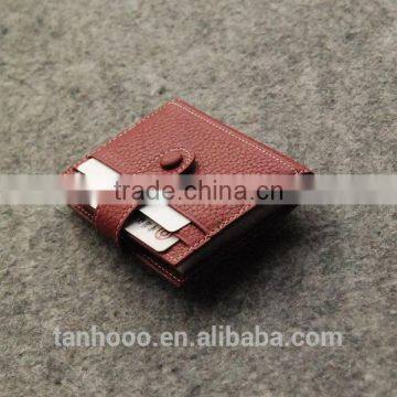 Litchi Stria Factory Direct Wholesale Leather Card Holder Customize Cards Bag With Buckle photo-3