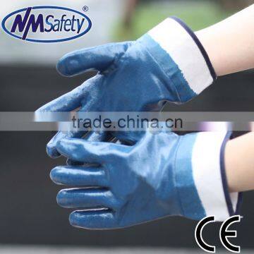 NMSAFETY Blue oil industrial nitrile gloves safety cuff Heavy duty nitrile gloves