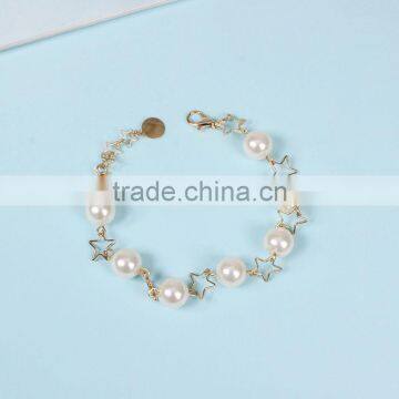 Gold Star Pearl Linked Bracelet Gold Chain Bracelet