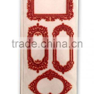 Red Colorway, Classic Glitter Lace Foam Sticker, Elegant Decorative Shinny Glitter Sticker