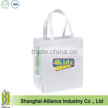 White Color Logo Printed Non-woven Poly Pro Gusseted Bag