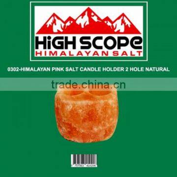 HIMALAYAN PINK SALT NATURAL TEA LIGHT CANDLE HOLDER TWO HOLES