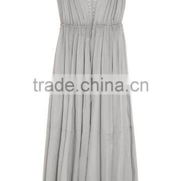 Sexy Flowing Cotton-mousseline Maxi Long Dress With Front Lace Up Western Dresses Names 2016 HSD5777 photo-4