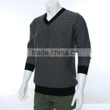 Houndstooth Pattern Jacquard Sweater Knitting Machine for V-neck Pullover Sweater ,jacquard Knitting Fabric for Men Sweater photo-4