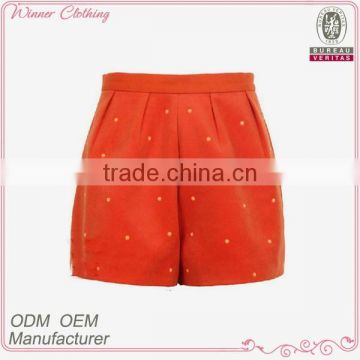 Fashion woolen winter wide leg ladies short pants in orange