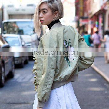 HAODUOYI Women Autumn Army Green Flower Embroidery Back Jacket for Wholesale photo-5