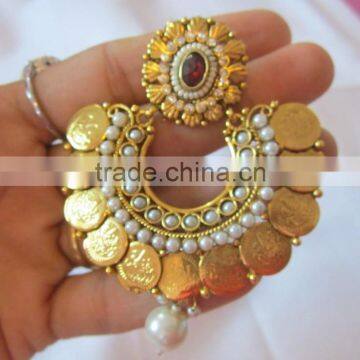 Gold Coin Bollywood Dangler EARRINGS photo-3