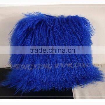 CX-D-04N Wholesale High Quality Best Selling Comfortable Lamb Fur Pillow Genuine Mongolian Sheep Fur Pillows photo-6
