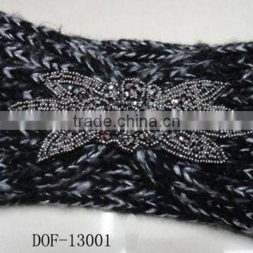 Fashion Hot popular crochet acrylic knitted headband with jewelry