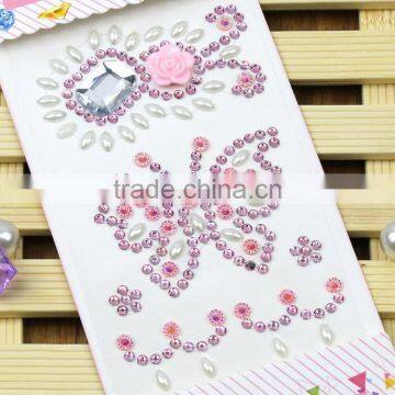Hot Sale Self Adhesive Multi-Color Shaped Acrylic Sticker Bling Resin Butterfly/Flower Rhinestone Stickers For Decorations photo-4