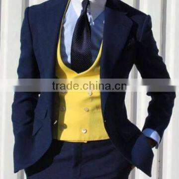 2017 Hot Design Fahsion Yellow Color Double-breasted Men Vest