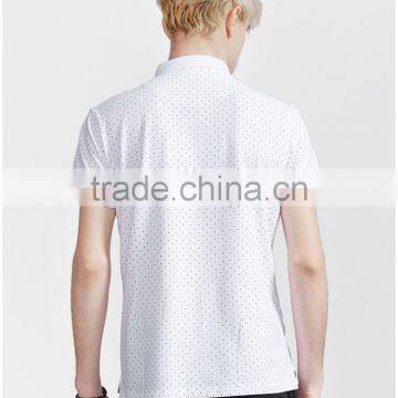 Polka Dot Printed Wholesale White Men Polo T-shirt photo-3