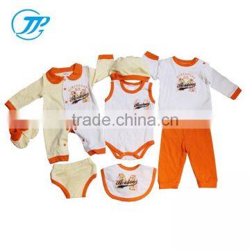 Summer Cotton Knitted Romper+Pant+Bibs Customized 8pcs New Born Baby Clothes Set