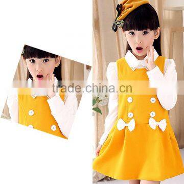 2016 New Girls in Autumn Child Bow Double Breasted Princess Dress Skirts Children A Word Skirt photo-4