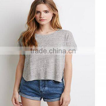 2015 Fashion women wear short sleeves linen tee pure color round neck tee