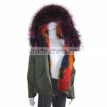 Myfur Popular Ladies Parka With Real Fox Fur Lining and Dyed Raccoon Fur Trimed Hood photo-2
