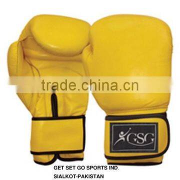 yellow leather boxing gloves
