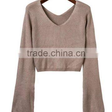 EY0852S Hot Sale 2016 Women Long Sleeve Deep V-Neck Pullover Sweater photo-4