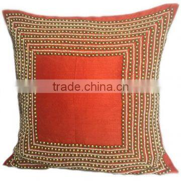 Orange Beaded Pillow,gold Orange Decorative Pillow,orange Gold Pillow,orange Cushion,floor Pillow,orange Beaded Throw photo-4