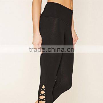 China Hot Sale Crisscross Capri Leggings Saxi Girl Cotton Yoga Pants photo-4