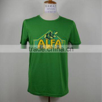 2014 Fashion Green color design Polyester Dry fit sports t shirt for men