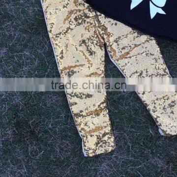 Super Cute "OMG Becky" Print Long Sleeves Gold Sequins Pants Kids Clothing Girls Clothes Suit With Matching Accessories photo-2