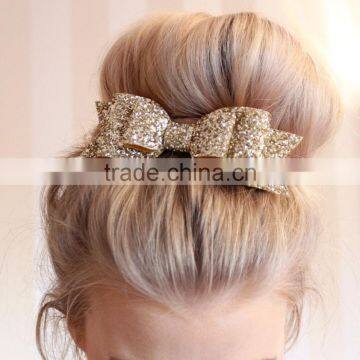 Oversize Glitter Hair Bow Gold Bows