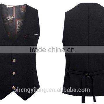 Stylish Classical Chest Pocket Suit Vest / Slim Fit Suit Vest/Back Textured Belt Suit Vest T161208