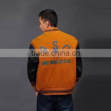 Custom Polyester Varsity Bomber Baseball Team Softshell College Men Leather Jacket for Men photo-3