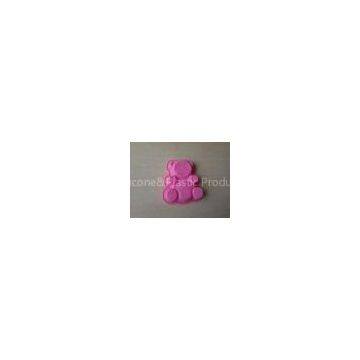 FDA Pink Teddy Bear Single Silicone Cake Mould For Baking Muffins / Lasagne