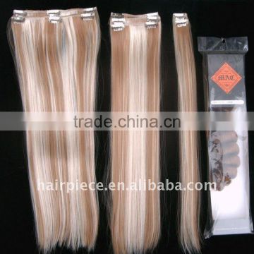 Fashionable and sparkle synthetic clip in hair extension at wholesale price