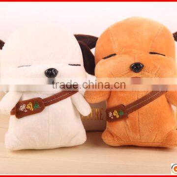 Factory Custom White Plush Dog Toy Wearing Small Bag photo-5
