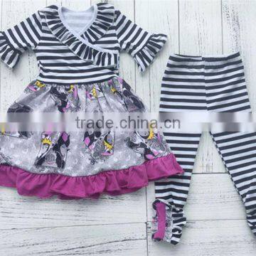 Manufacturer custom design flutter sleeve witch pattern design children boutique outfits