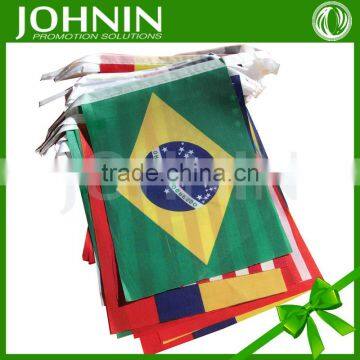 outdoor advertising custom shape fabric 9pcs string Coloured world flag bunting