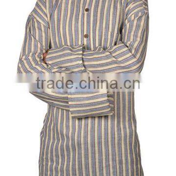 Indian Fashion Standing Collar Mens Kurta Handmade Pure Cotton Kurtas