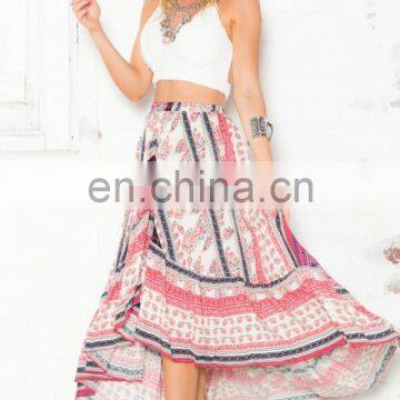 New Fashion Skirt in Red Print Boho Long Maxi Skirt, Latest Long Skirt Design photo-6