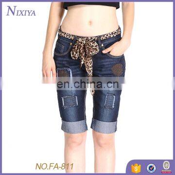 Style Embroidered And Blue Short Jean Manufacturer, Cheap Jean Shorts With Belt