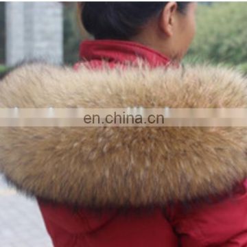 Size Customization Fashion Genuine Raccoon Fur Collar For Down Coat / Jacket