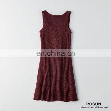 Women New Design Deep V-neck Pointelle Tank Sweater Dress