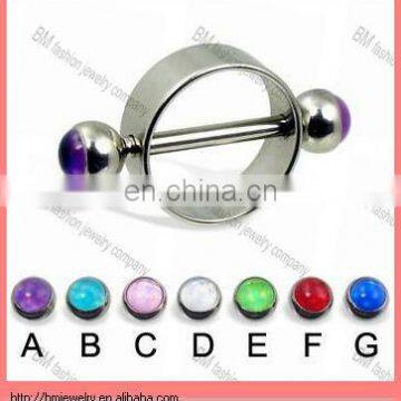 nipple-ring-hologram-ball body piercing jewelry rings with gems barbell wth hoops