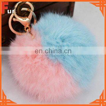 Rabbit Fur Pom Pom Keychain