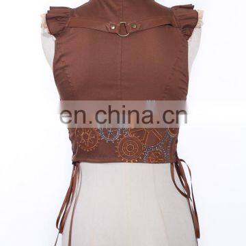 Steampunk Sleeveless Crop-top With Synthetic Leather photo-2