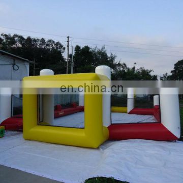 inflatable soccer field with shooting goal