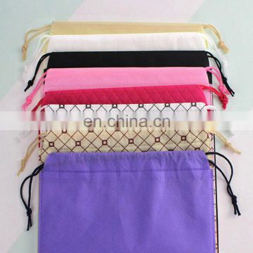 Eco friendly wholesale colorful nonwoven fabric recycled drawstring bag for shoes packaging